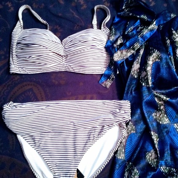 Bond-Eye Australia NipTuck Striped Bikini Set Sz 12 D/DD - Picture 2 of 14